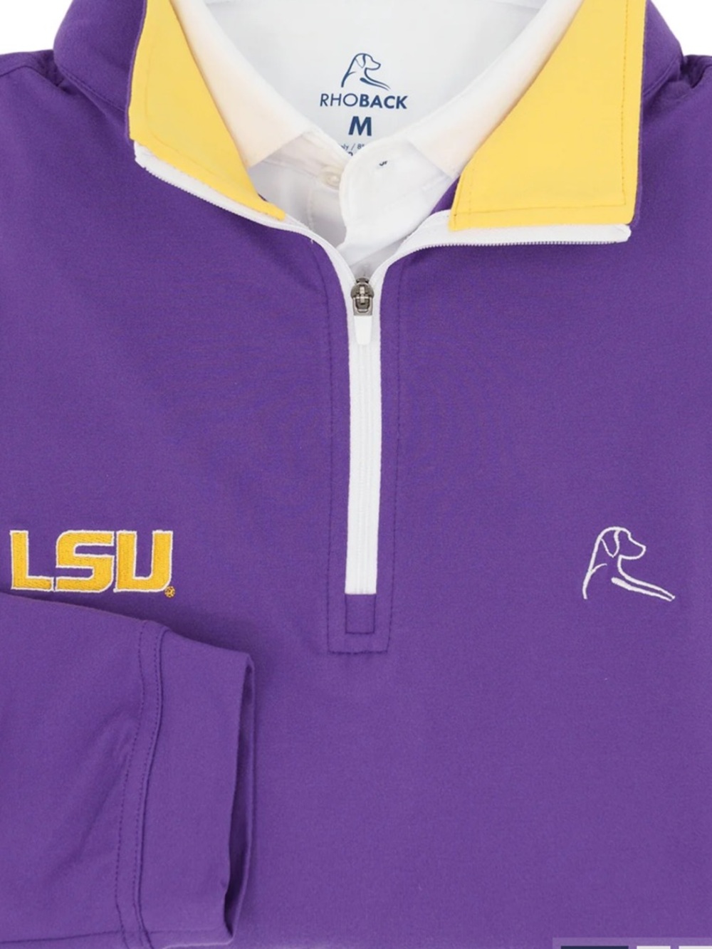 Rhoback Men's Collegiate Q-Zip in Purple with Gold Accent